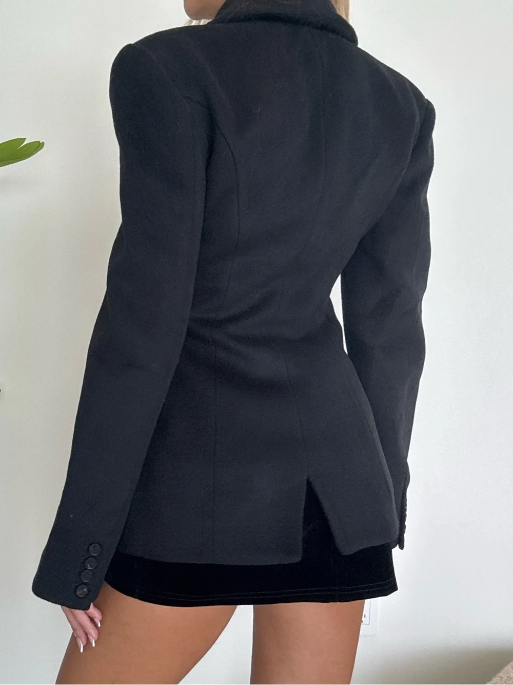 Lovers and Friends Black Wool Tailored Double-Breasted Women's Blazer Coat